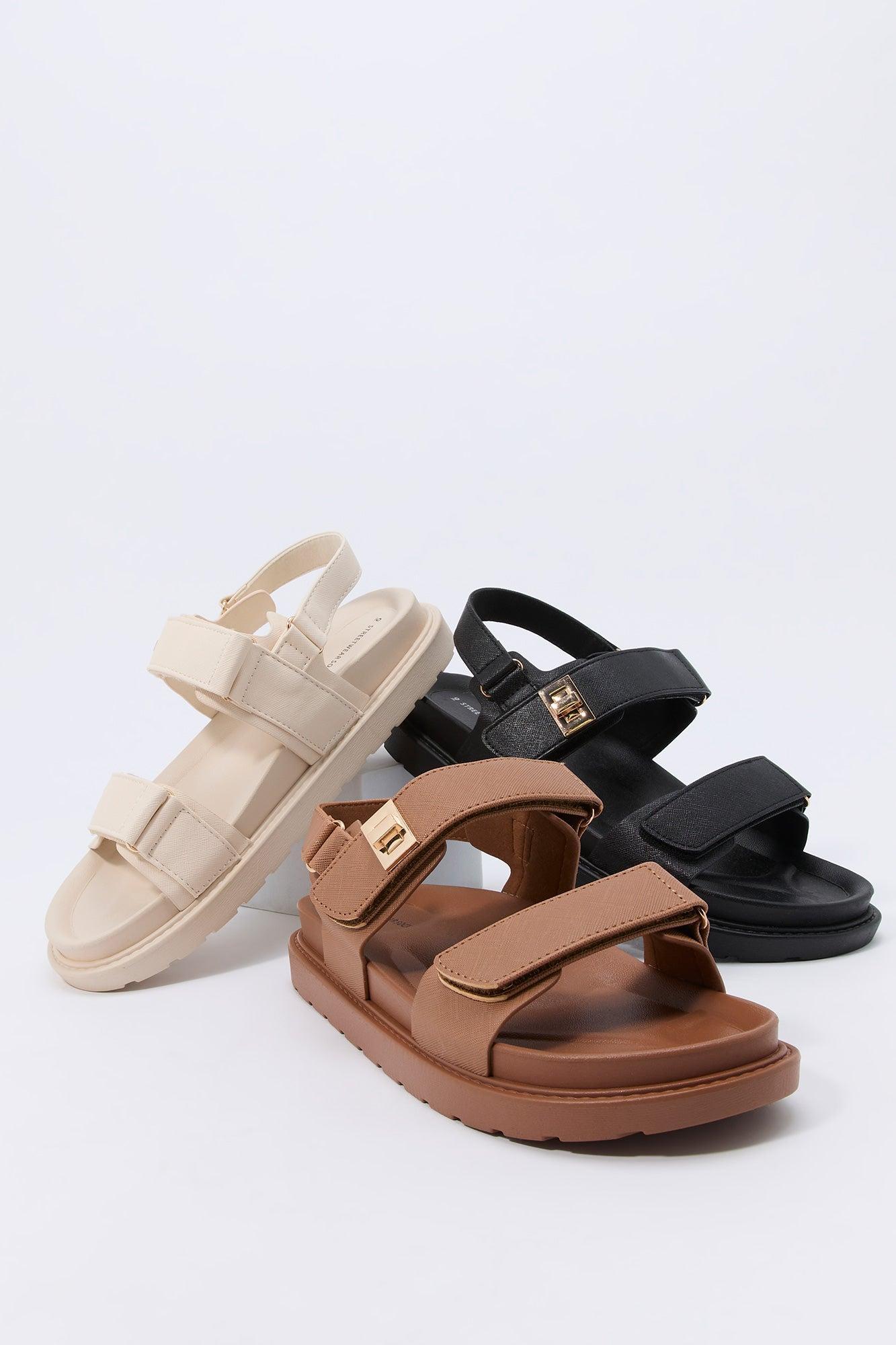 Faux Leather Velcro Strap Sandal Female Product Image
