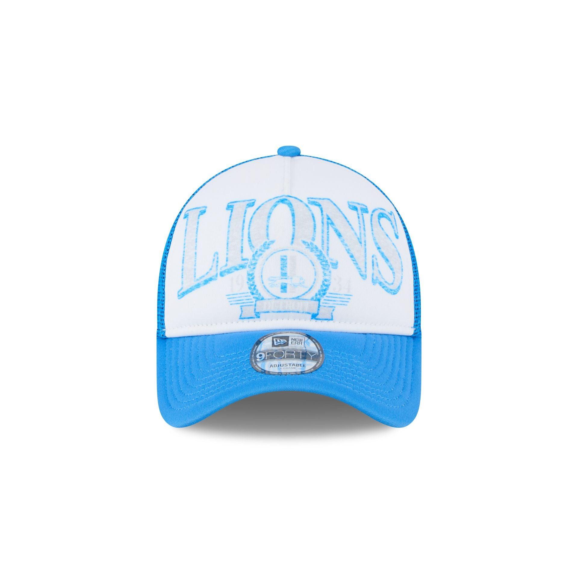Detroit Lions Distressed 9FORTY A-Frame Trucker Hat Male Product Image