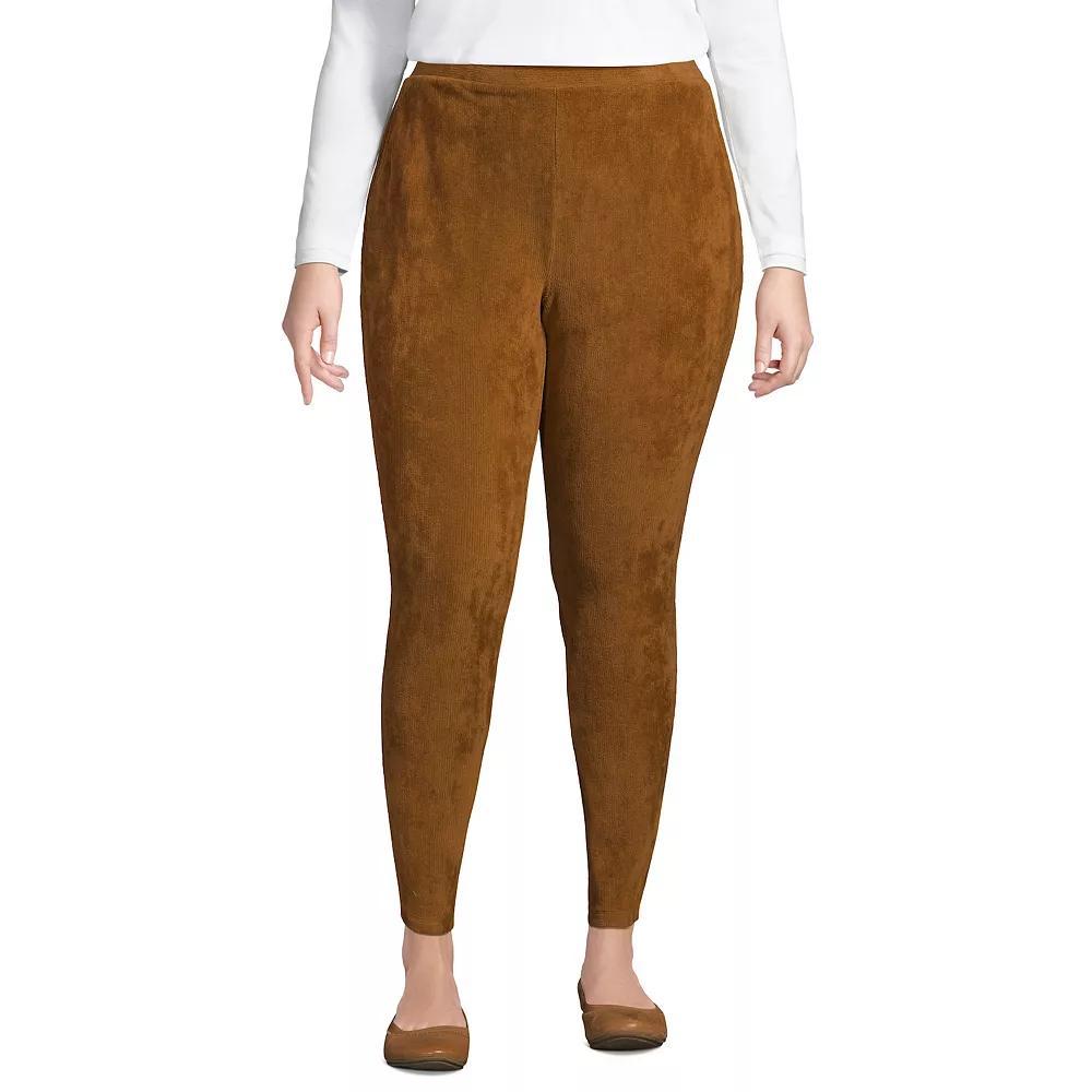 Plus Size Lands' End Sport Knit High-Waist Corduroy Leggings, Women's, Size: 1XL, Black Plum Product Image