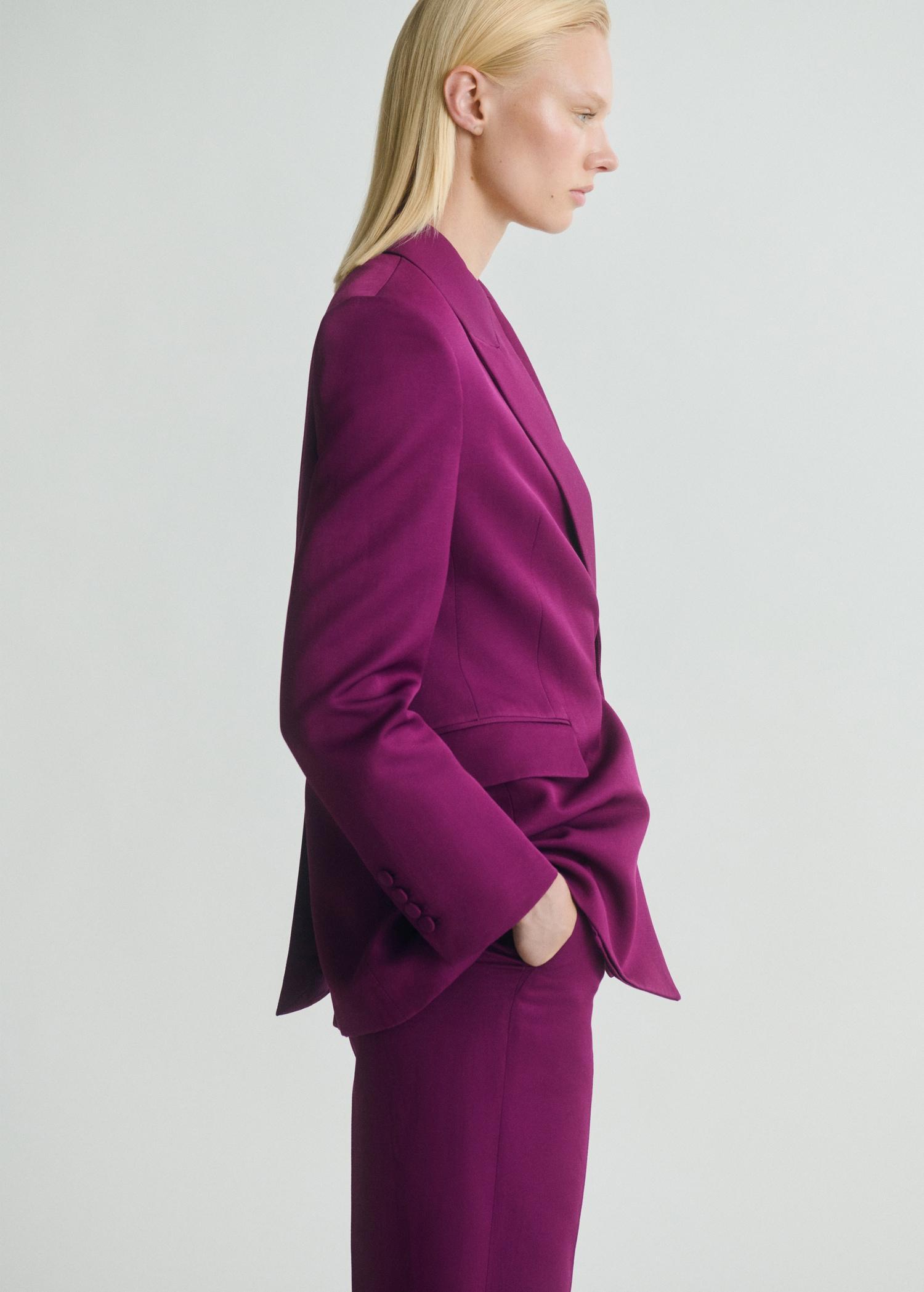 Linen-blend double-breasted suit blazer - Women | MANGO USA Product Image