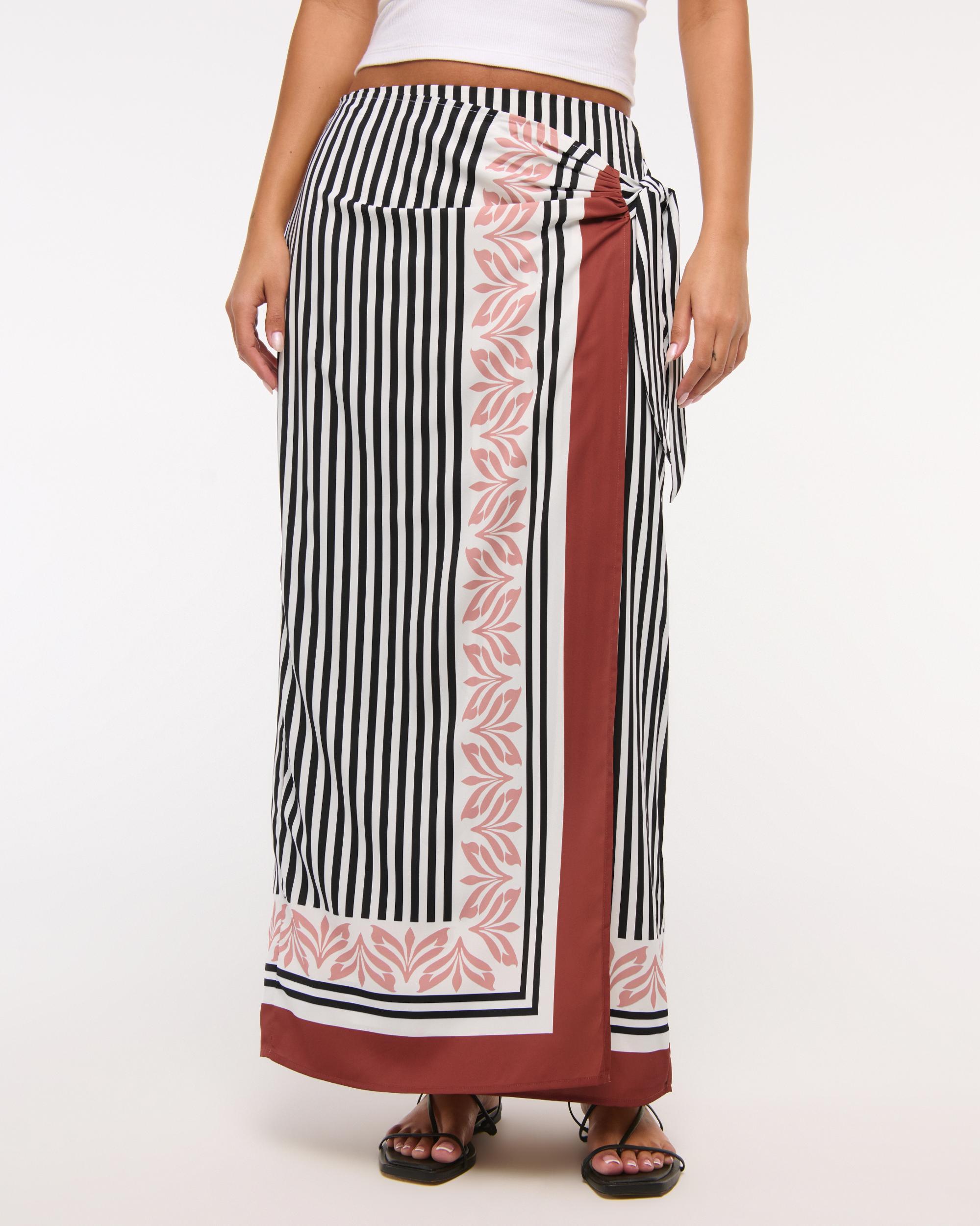 High Rise Scarf Style Wrap Maxi Skirt Product Image