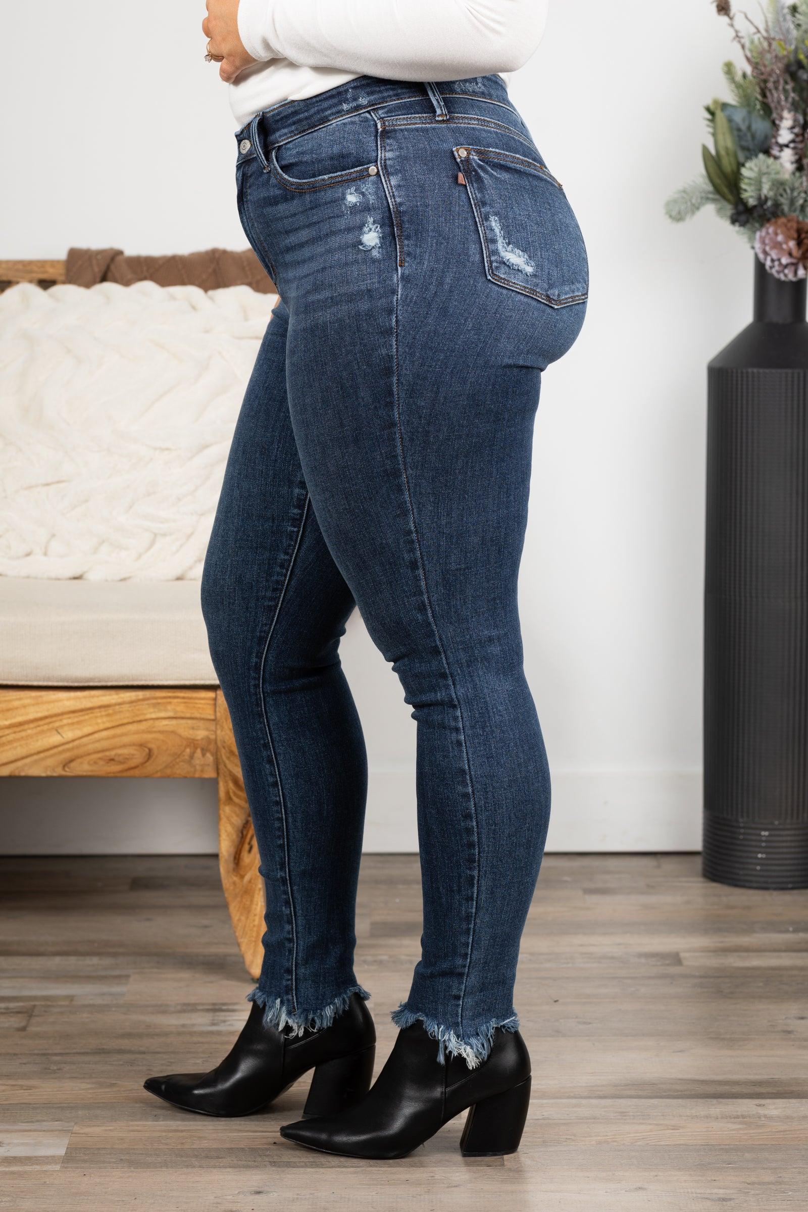 Judy Blue Skinny Shark Bit Hem Jean Product Image