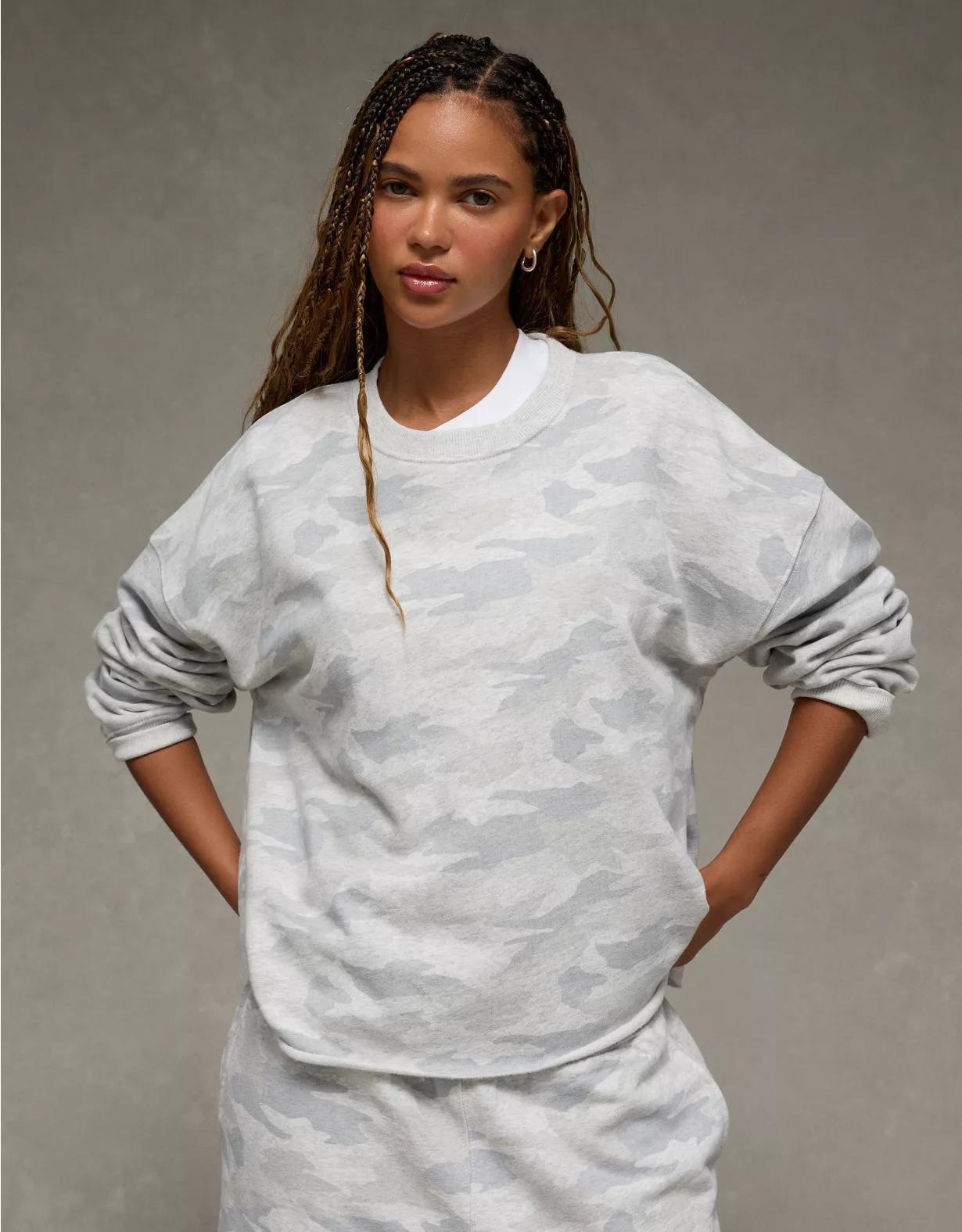 AE Everyday Luxe Cropped Cut-Off Sweatshirt Product Image