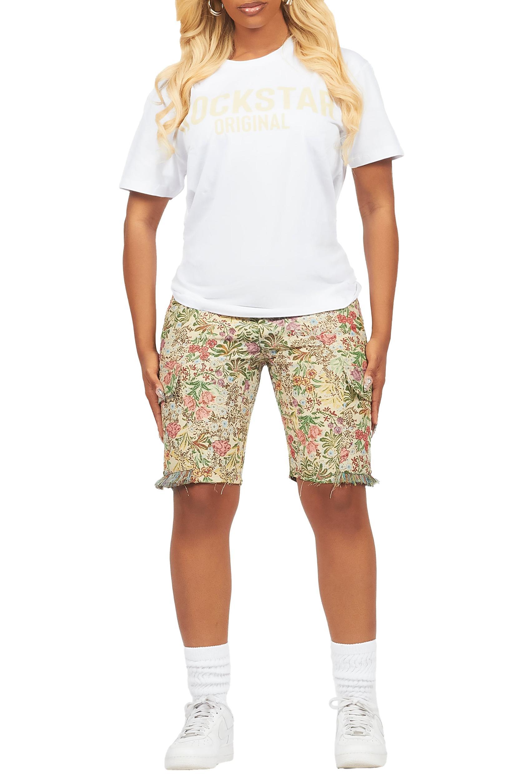 Tamia White/Beige T-Shirt Short Set Female Product Image
