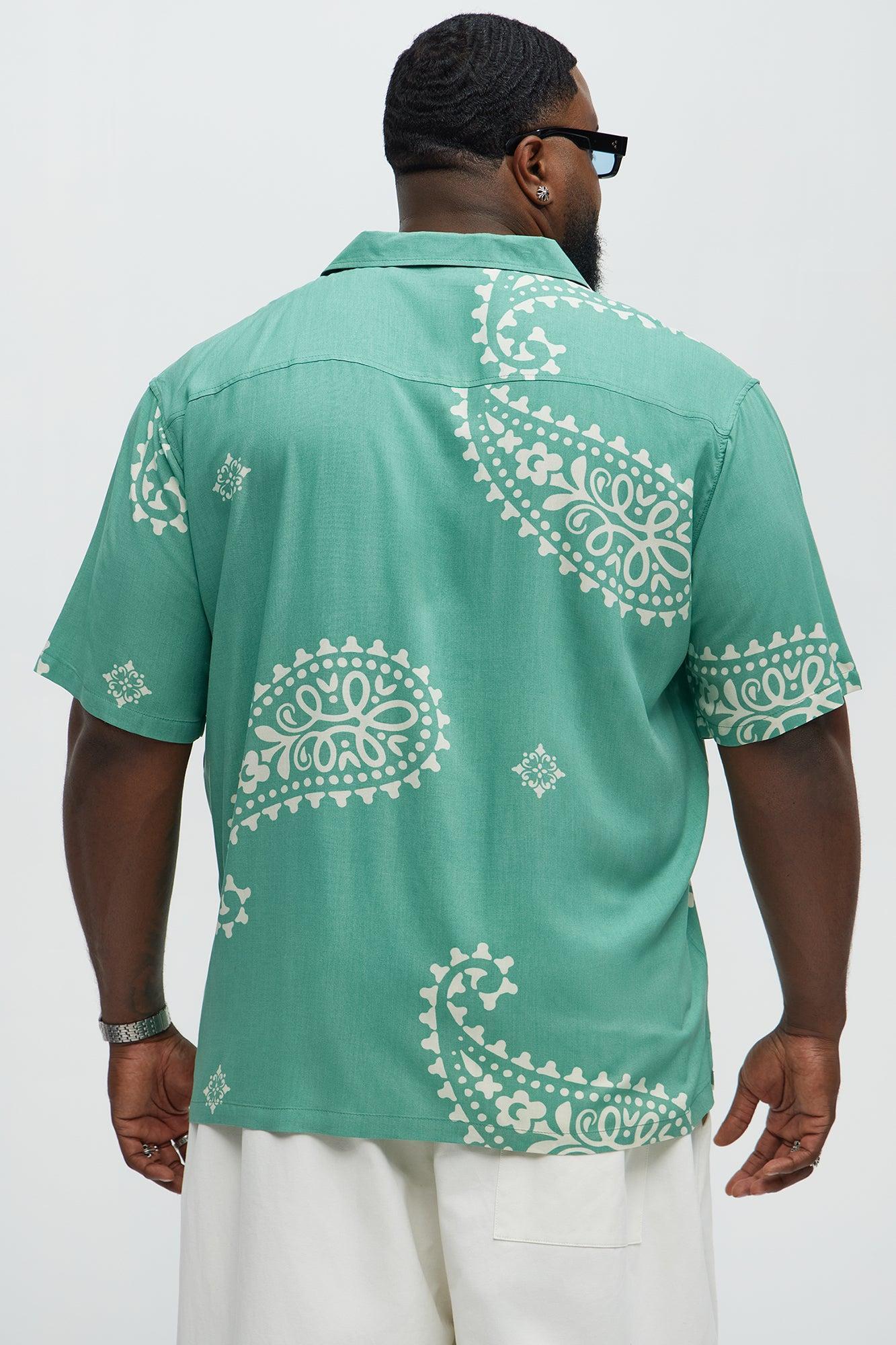 Paisley Rayon Shirt - Sage Product Image