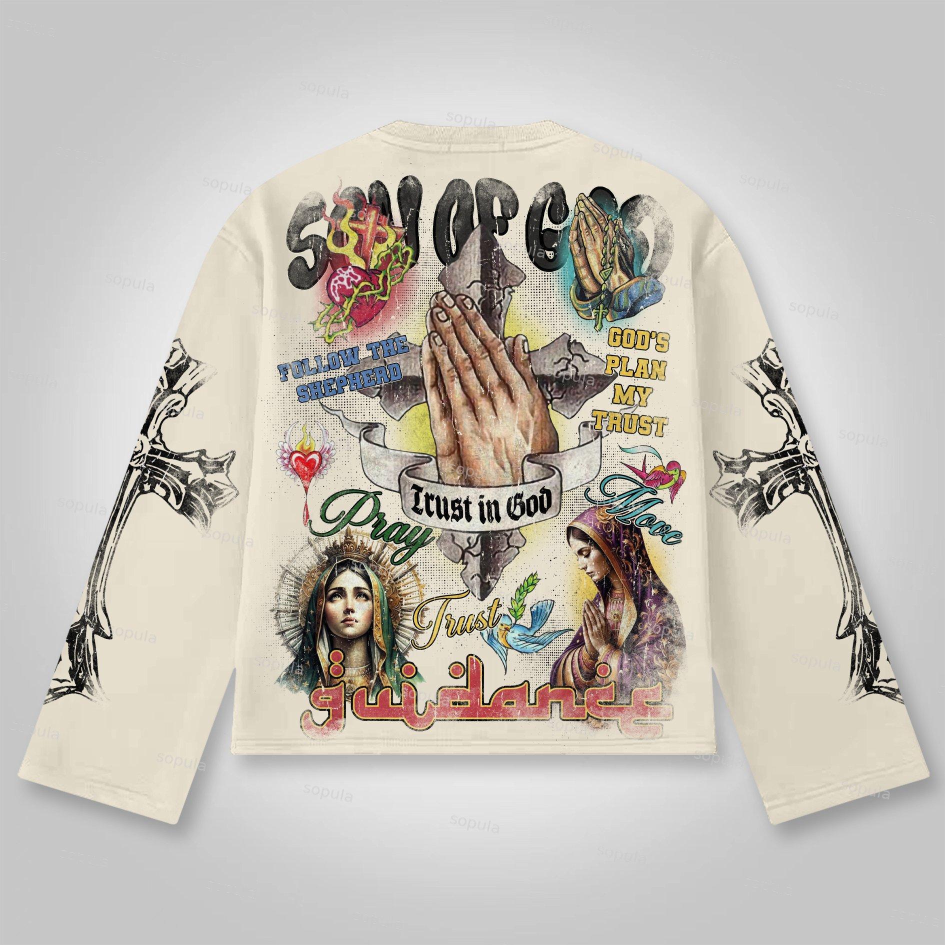 Sopula Son Of God Vintage Collage Graphics Long Sleeve T-Shirt Product Image
