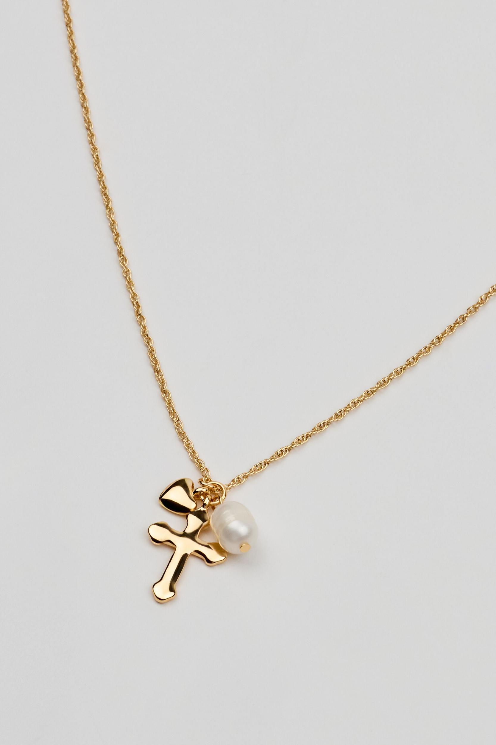 Cross, Pearl, & Heart Necklace Product Image
