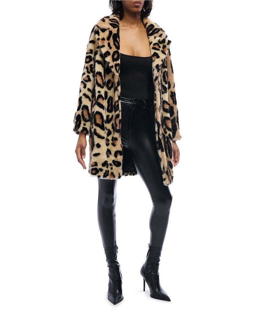 Azalea Wang Leo-Faux Fur Cheetah Collared Wrap Coat Product Image