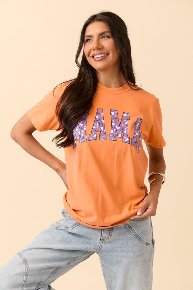 Mama Block Purple Halloween Print Burnt Orange Graphic Tee SALE Product Image