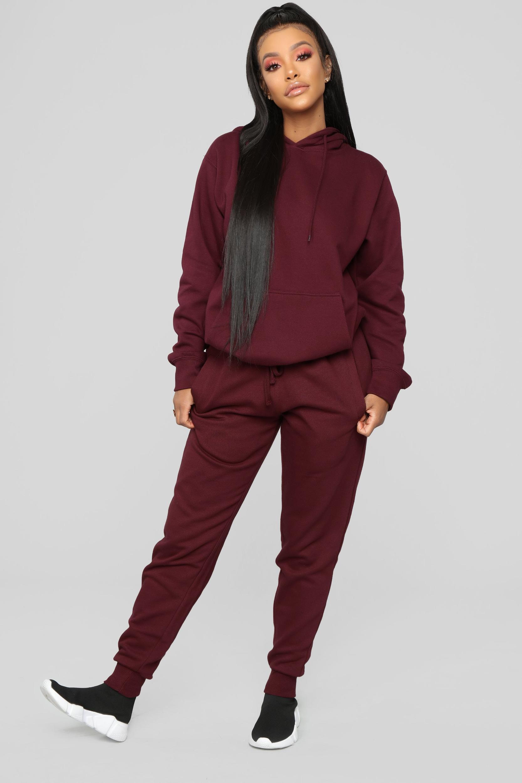 Stole Your Boyfriend's Oversized Jogger - Burgundy Product Image