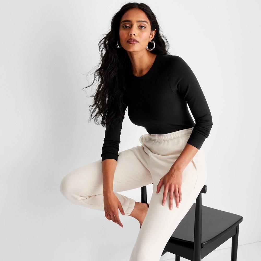 Womens Long Sleeve Seamless Bodysuit - A New Day Black XL Product Image