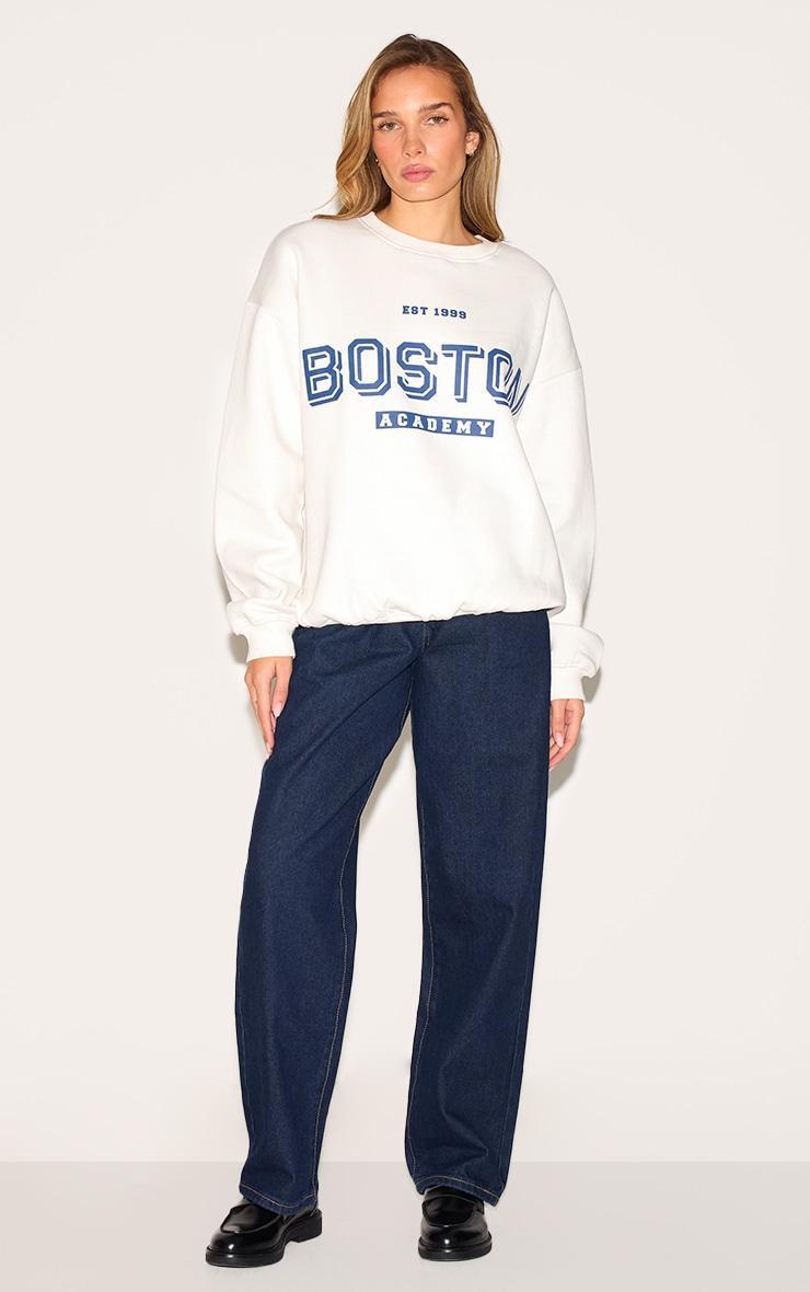 Cream Oversized Boston Print Sweatshirt Product Image