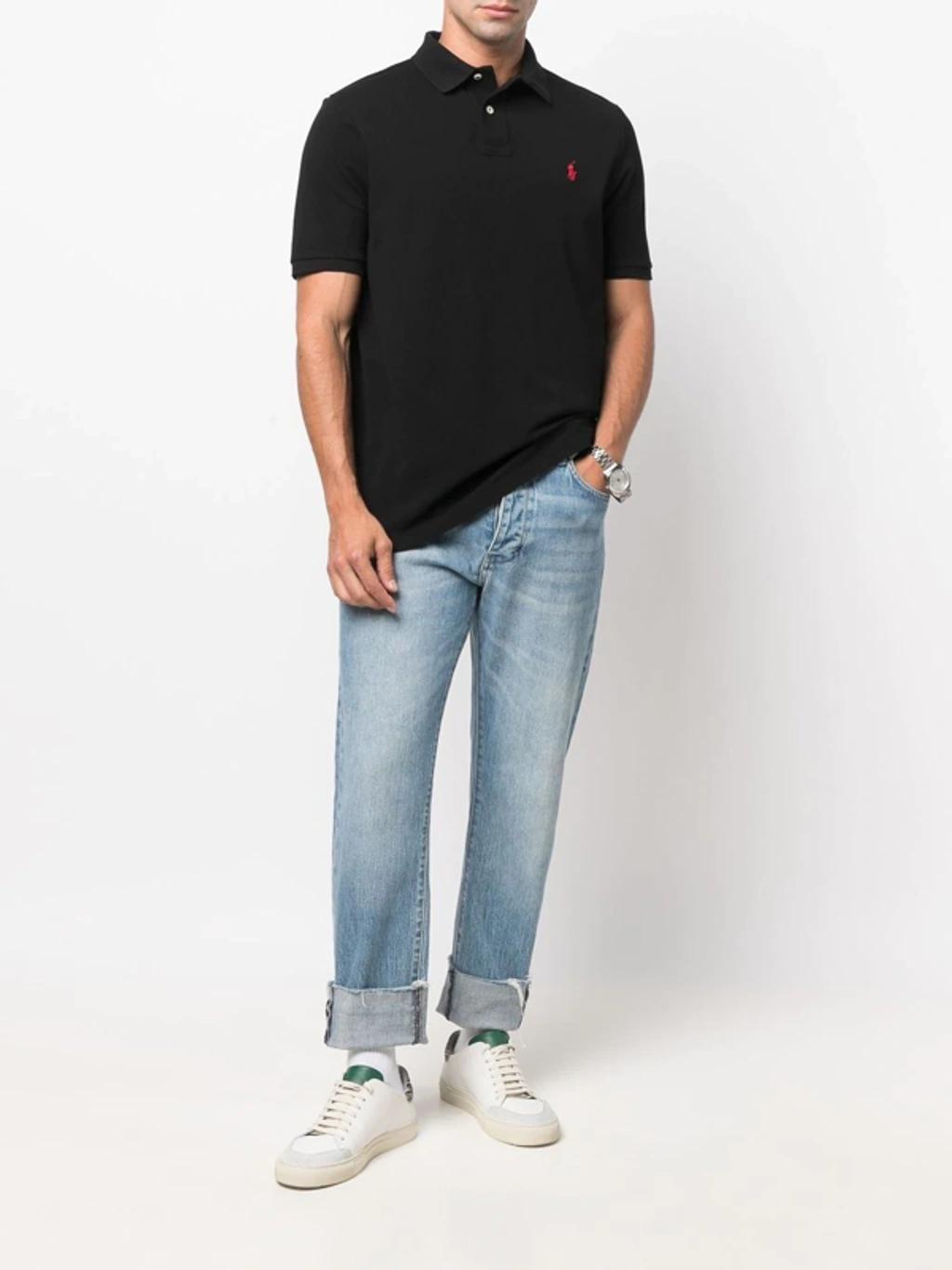POLO RALPH LAUREN Black Polo Shirt With Classic Collar And Pony Embroidery On The Front In Cotton Man Product Image
