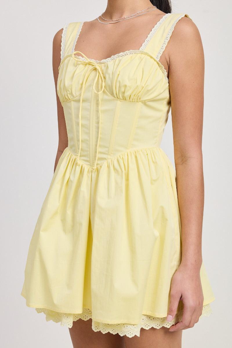 The Lacey Mini Dress | Pale Yellow Product Image
