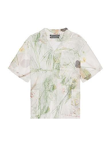 Reese Cooper Desert Brush Printed Mesh Short Sleeve Cargo Shirt in Ivory Product Image