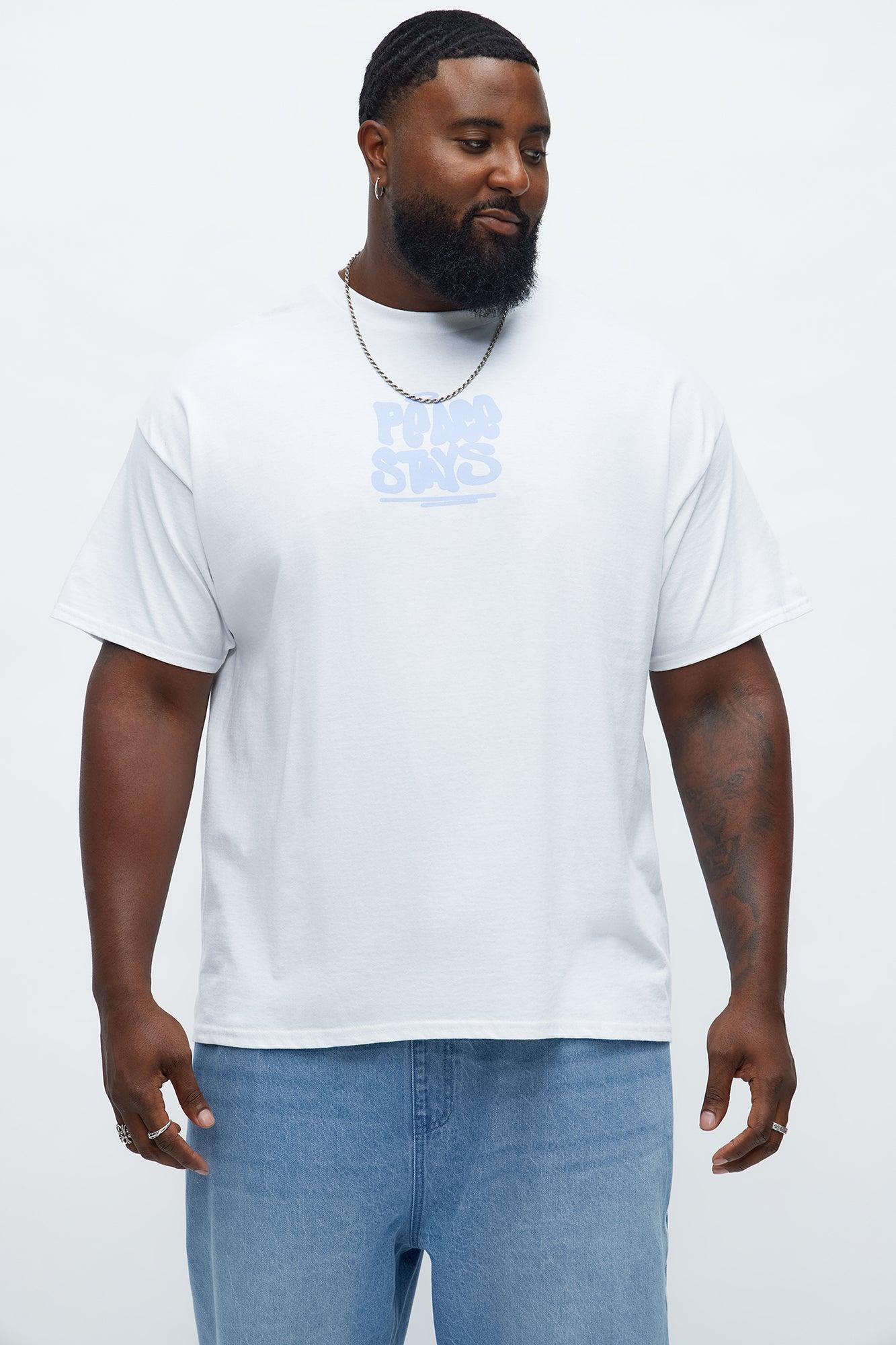Peace Stays Oversized Short Sleeve Tee - White Product Image