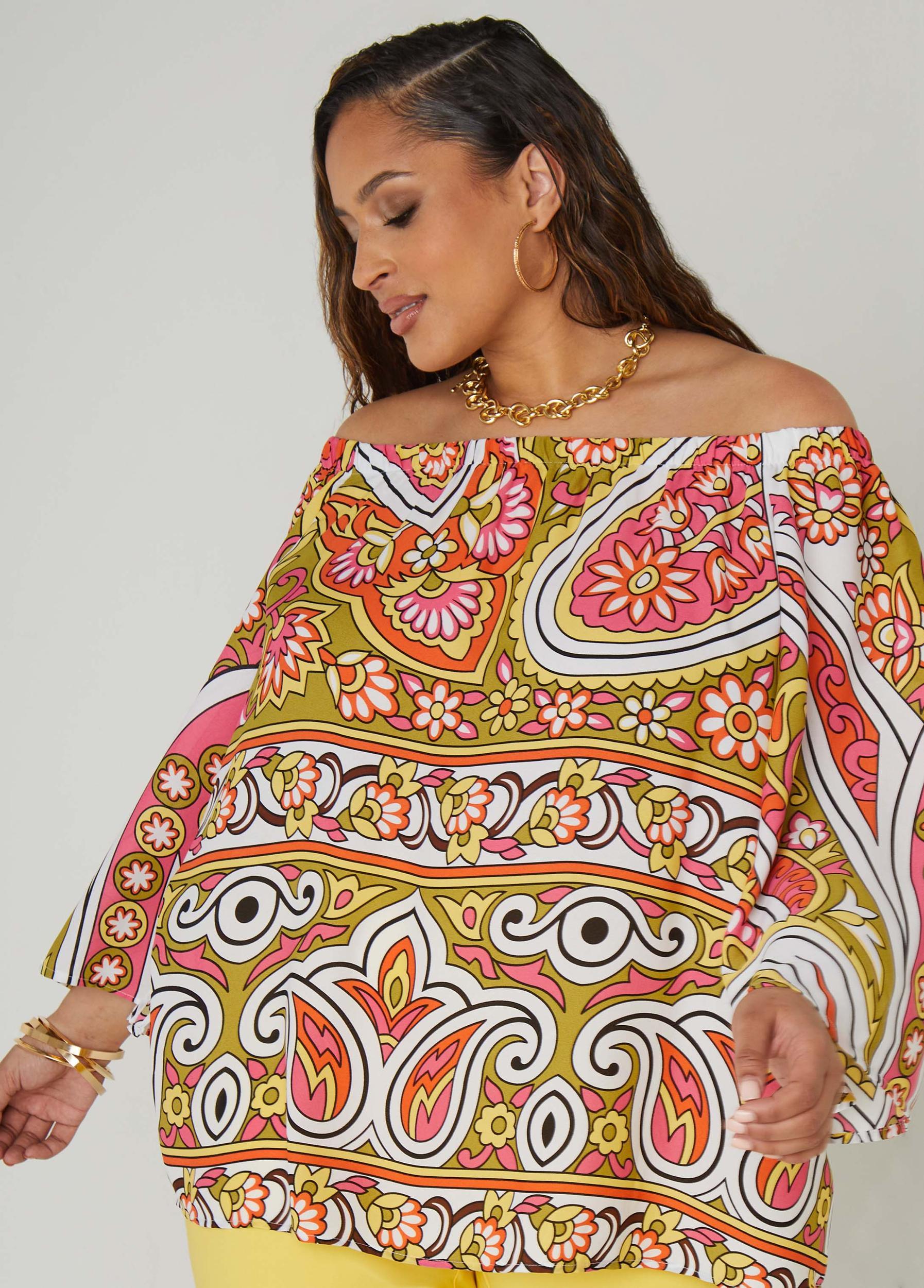 Off The Shoulder Paisley Blouse Product Image