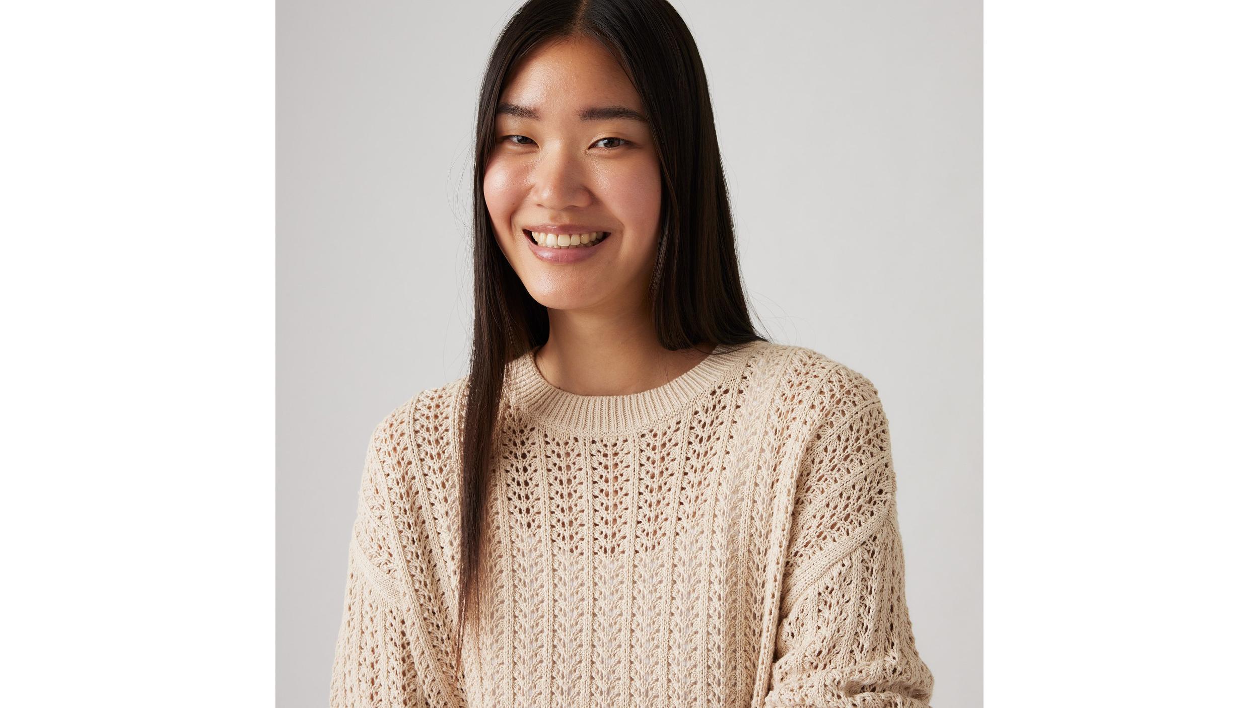 Sunrise Cotton Linen Crochet Sweater Product Image