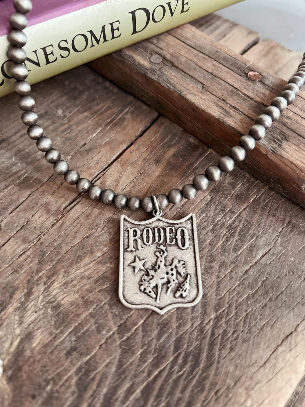 Rodeo Bronc Tag Navajo Inspired Beaded Necklace Product Image