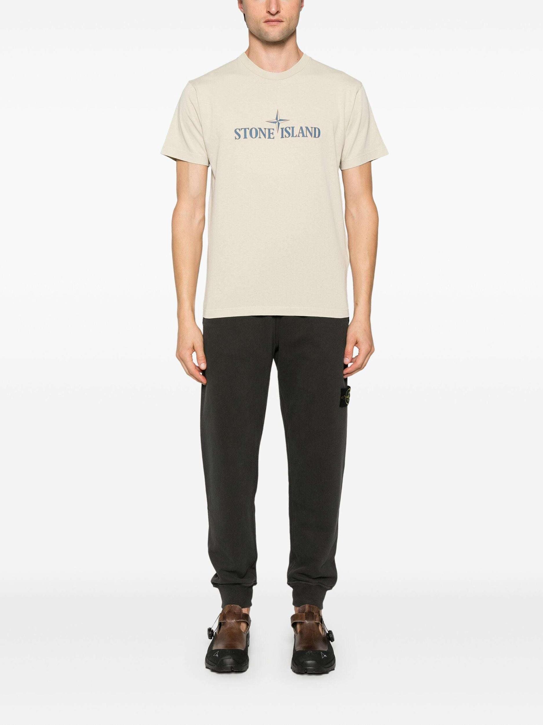 STONE ISLAND Logo-print Cotton T-shirt In White Product Image