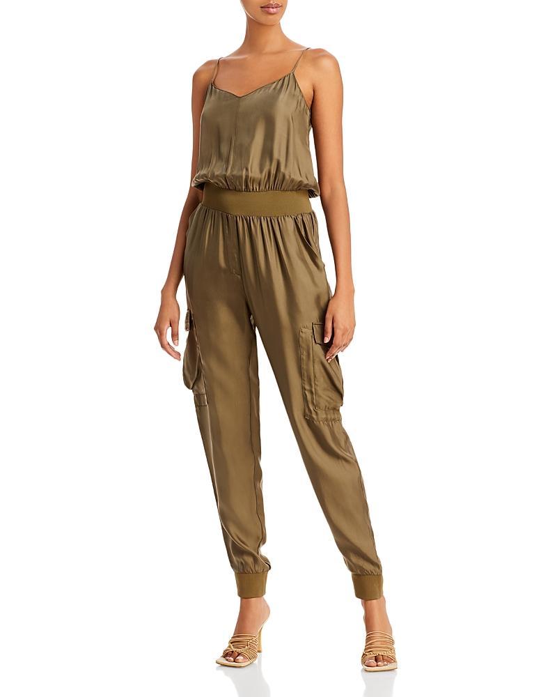 Cinq a Sept Amia Satin V-Neck Jumpsuit Product Image
