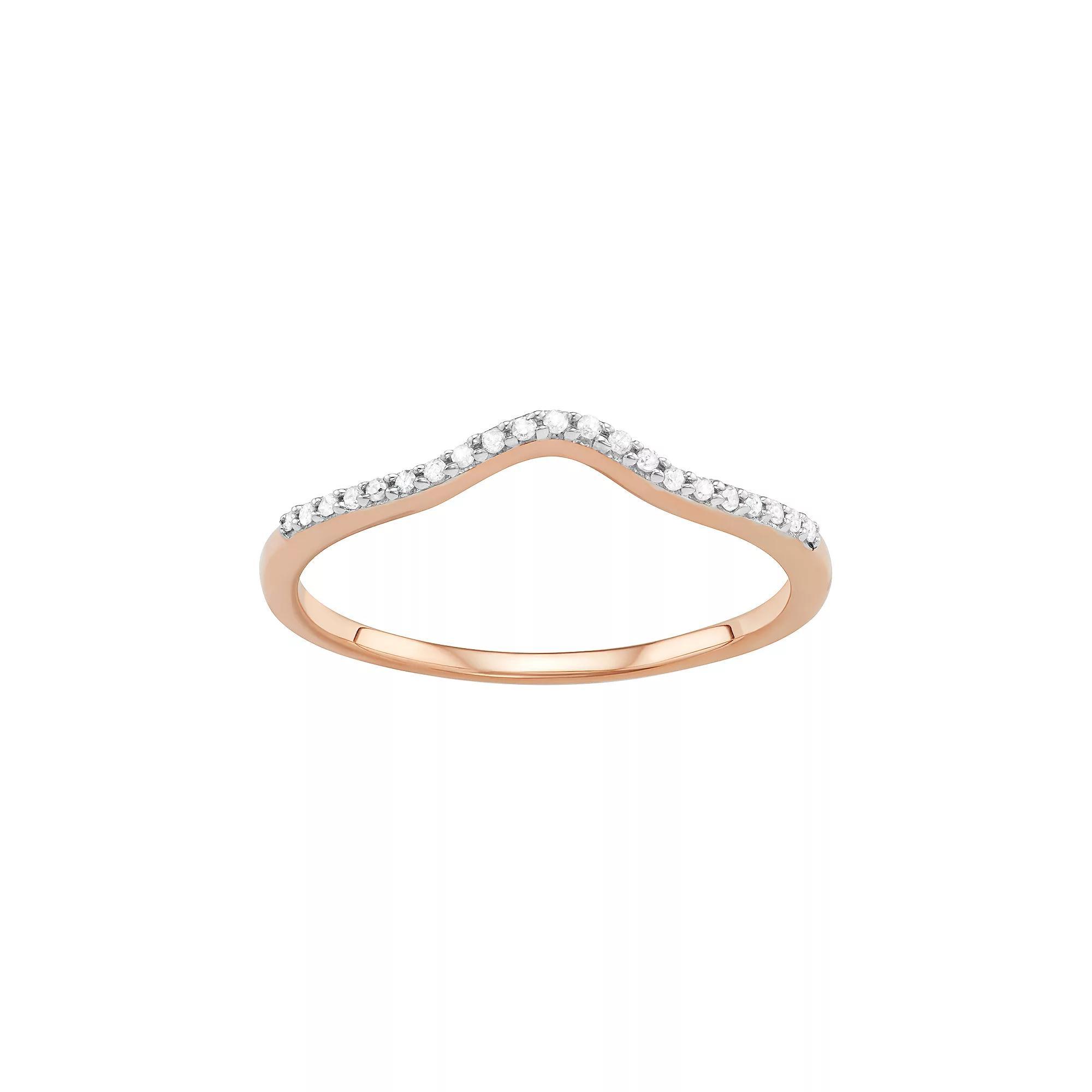 Jewelexcess Sterling Silver Diamond Accent V Ring, Women's, Size: 8, Rose Gold Tone Product Image