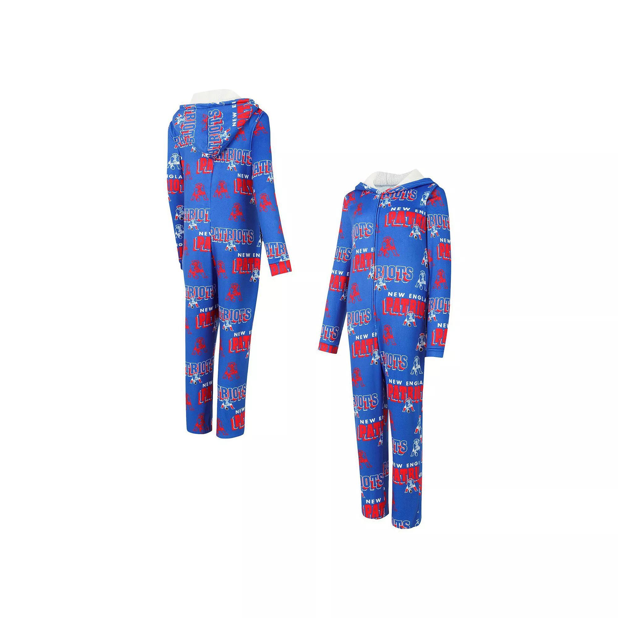 Women's Concepts Sport Royal New England Patriots Roadway Allover Print Microfleece Full-Zip Union Suit, Size: Small, Blue Product Image