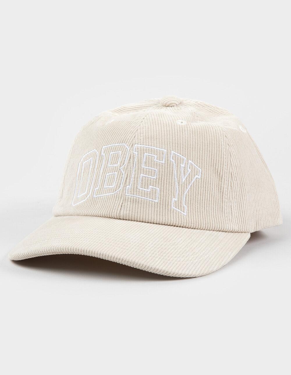 OBEY University 6 Panel Corduroy Strapback Hat - BLACK Product Image