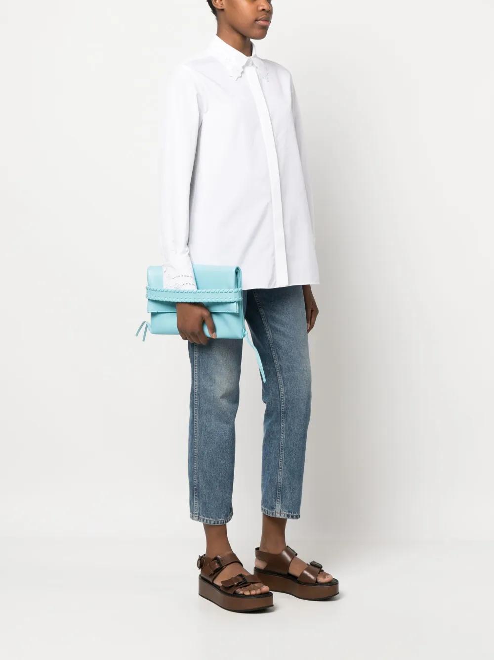 CHLOÉ Mony Whipstitched Clutch Bag In Blue Product Image