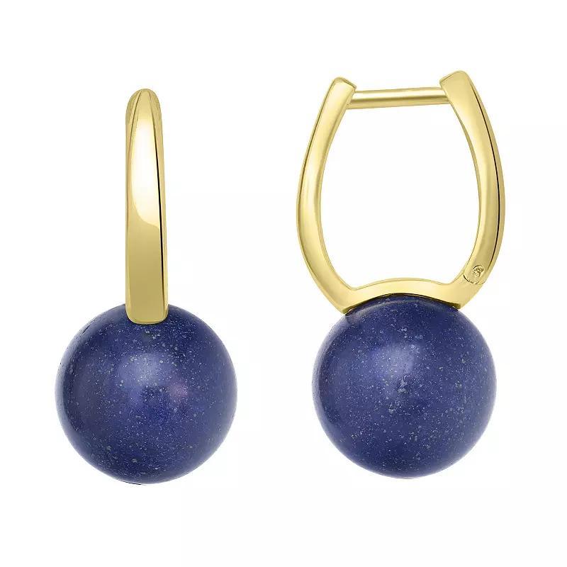Gemistry 14k Gold Over Sterling Silver Stone Ball Huggie Earrings, Women's, White Product Image