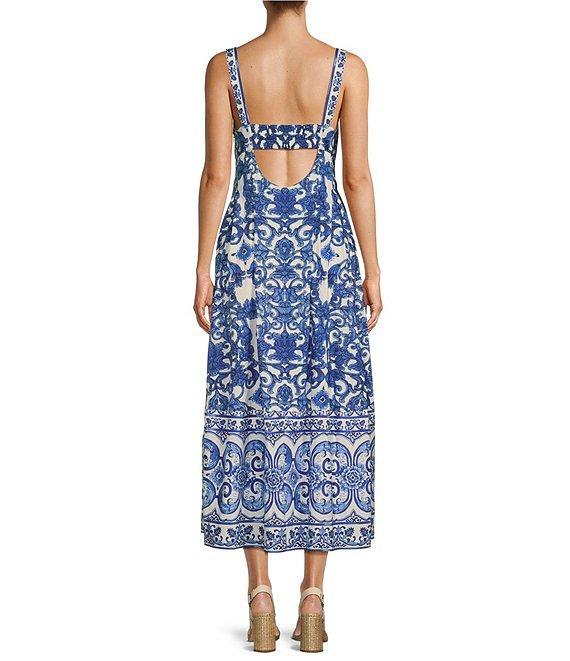 Antonio Melani Gabriela Printed Cotton Poplin Sweetheart Neckline Sleeveless A-line Midi Dress Product Image