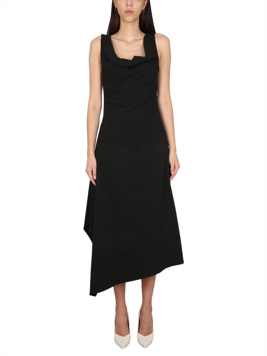 BOTTEGA VENETA Asymmetrical Midi Dress In Black Product Image