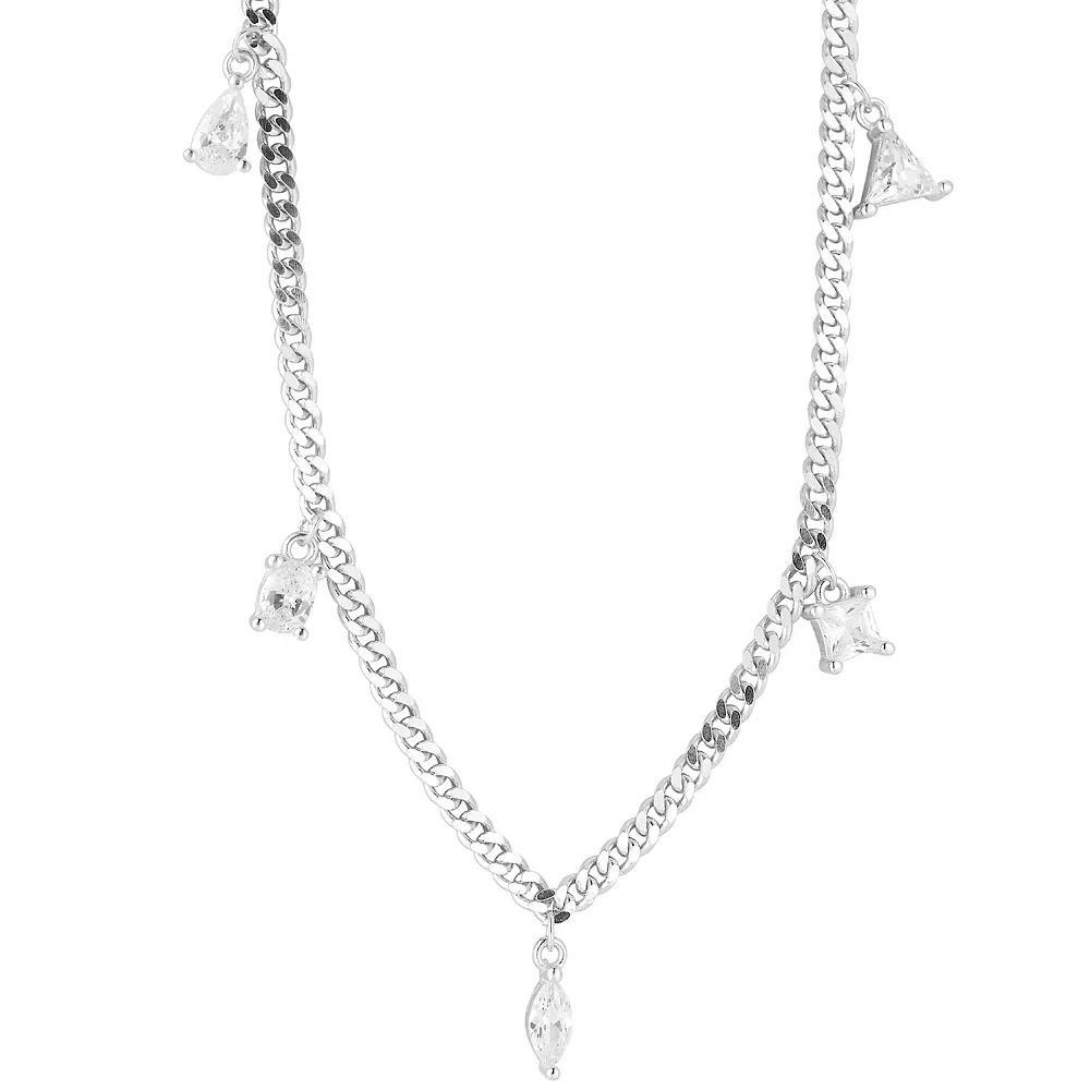 Sunkissed Sterling 14k Gold Over Silver Cubic Zirconia Multishape Choker Necklace, Women's, Size: 15", Silver Tone Product Image