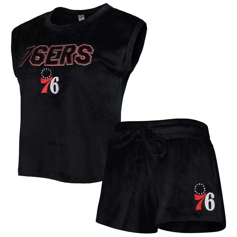 Women's Concepts Sport Black Philadelphia 76ers Intermission T-Shirt & Shorts Sleep Set, Size: Medium, 76r Black Product Image