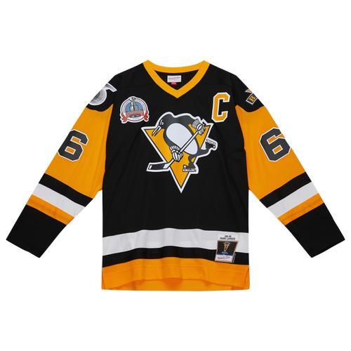 Mens Mitchell & Ness Mario Lemieux Black Pittsburgh Penguins Big and Tall 1991 Captain Patch Blue Line Player Jersey - Black Product Image