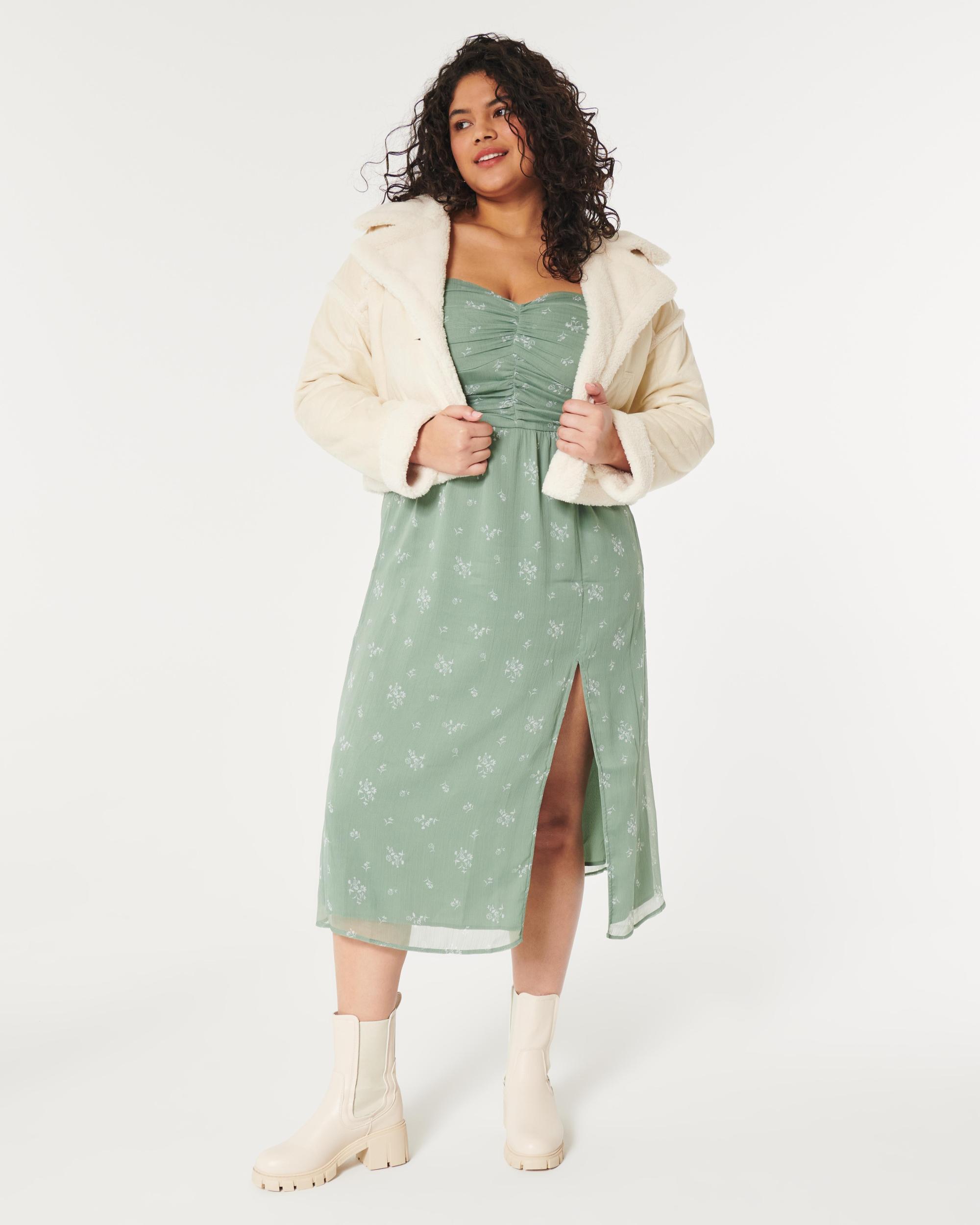 Sherpa-Lined Faux Suede Crop Biker Jacket Product Image