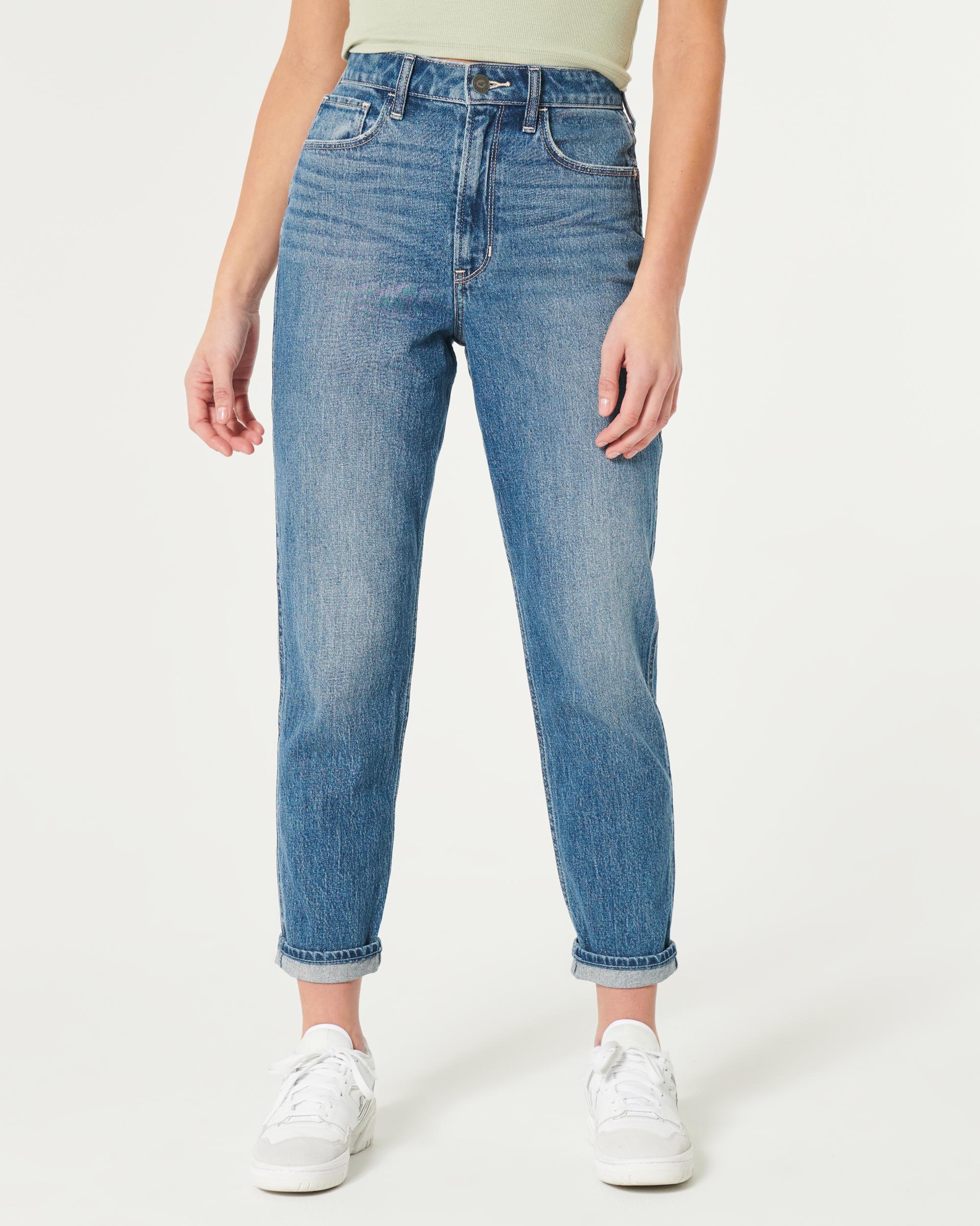 Ultra High-Rise Dark Wash Mom Jeans Product Image