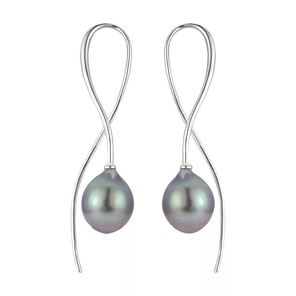 PearLustre by Imperial Sterling Silver Tahitian Cultured Pearl Twist Earrings, Womens Product Image