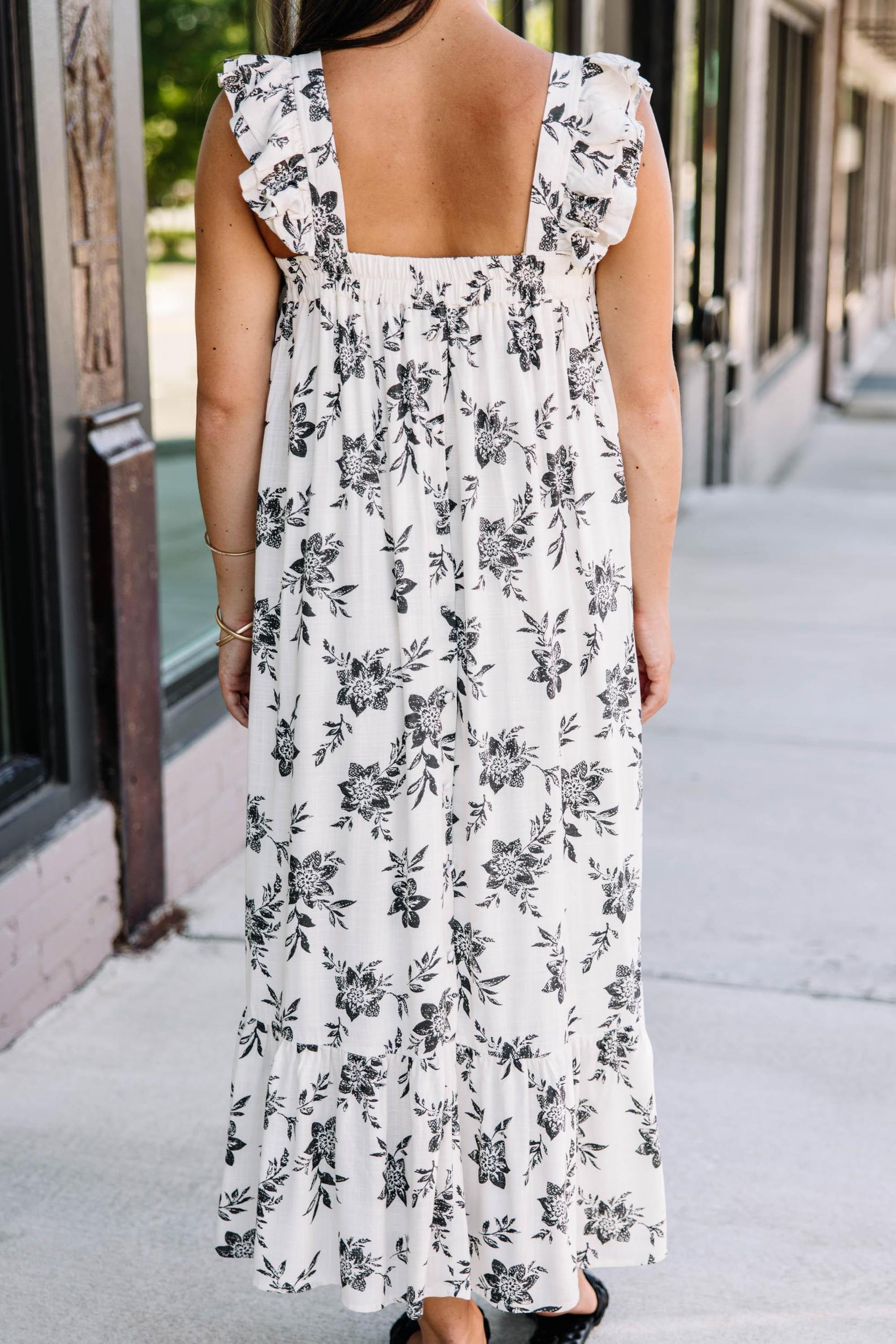 Living Proof Cream White Floral Midi Dress Female Product Image