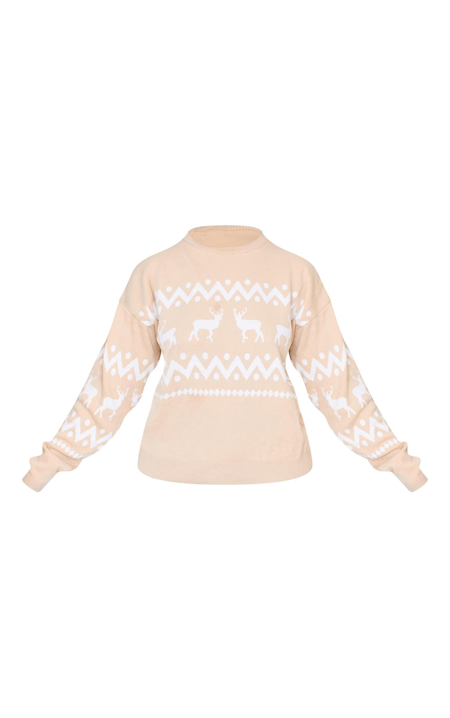 Plus Stone Oversized Fairisle Panel Christmas Sweater Product Image