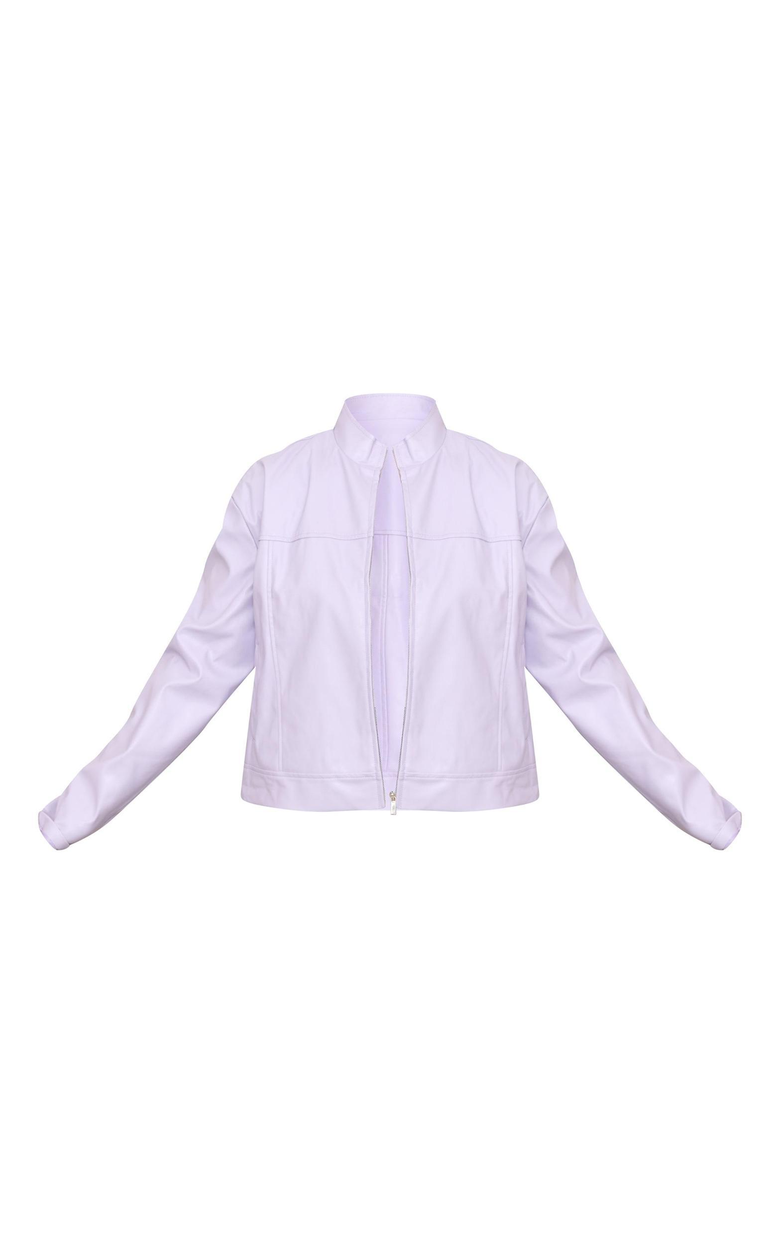 Plus Lilac PU Racer Neck Jacket Product Image