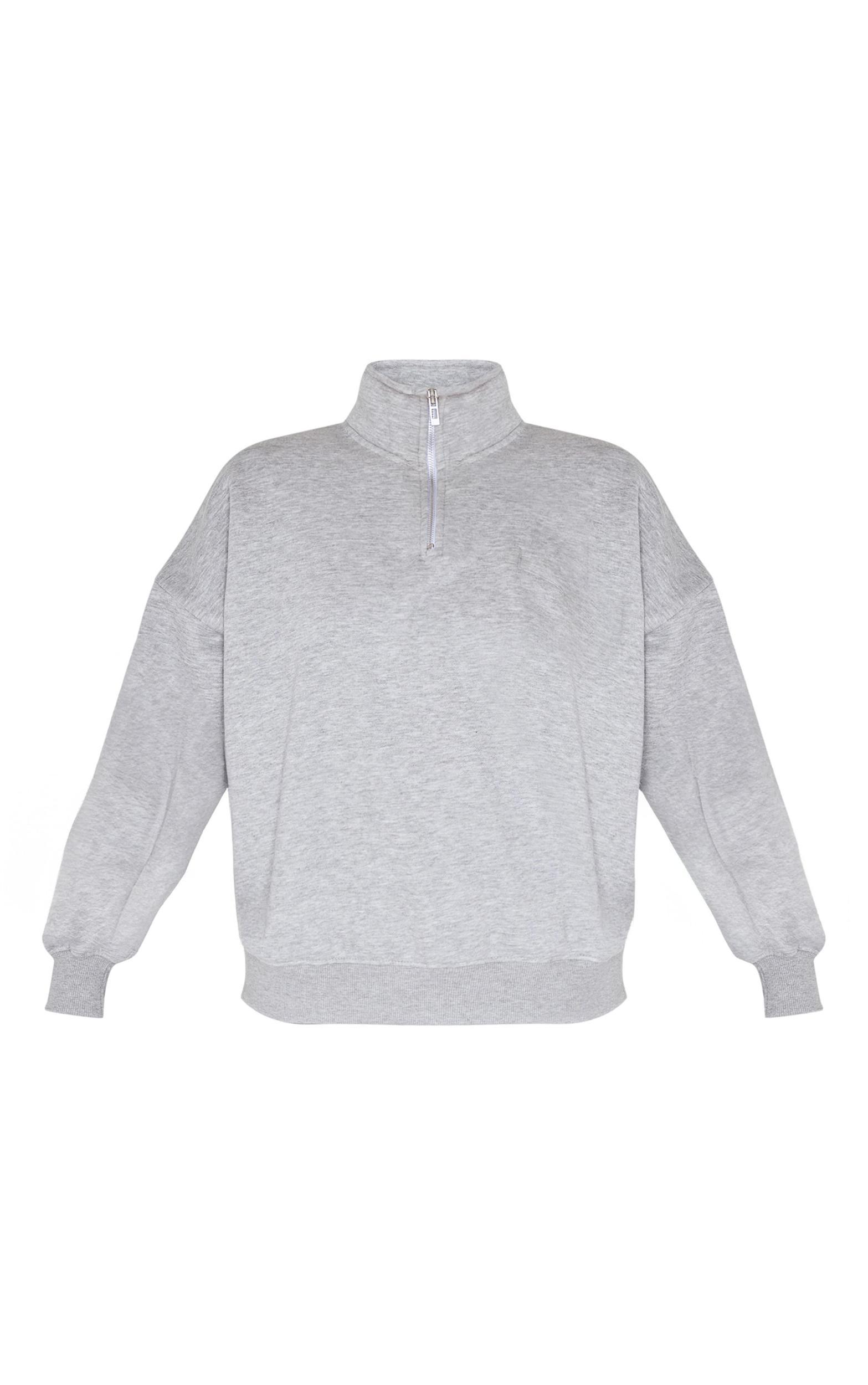 Ash Grey Oversized Quarter Zip Sweat Top Product Image