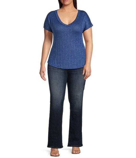 Blu Pepper Plus Size Short Sleeve Sweater Knit Top Product Image