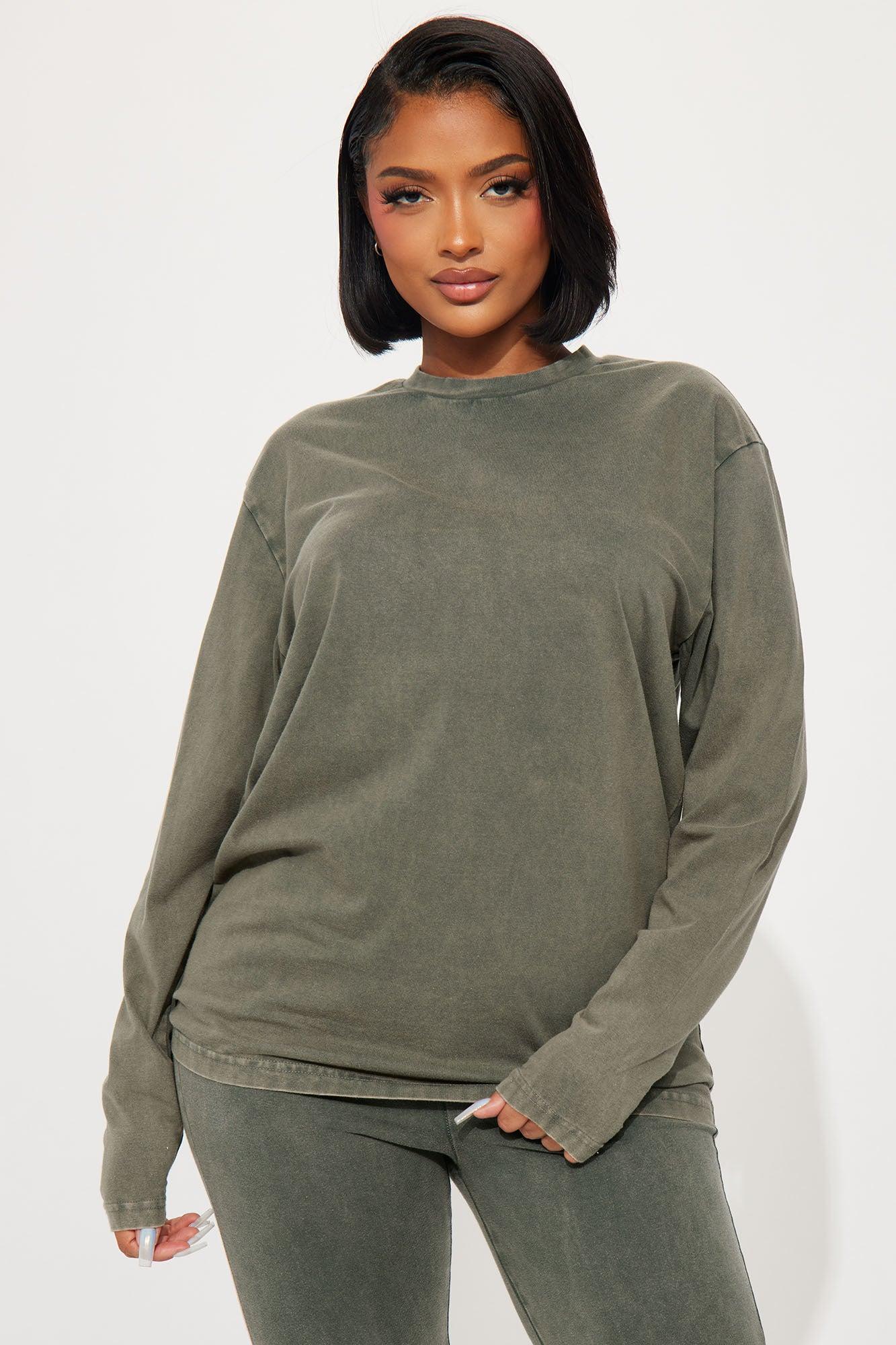 Stepping Out Mineral Wash Long Sleeve Legging Set - Olive Product Image