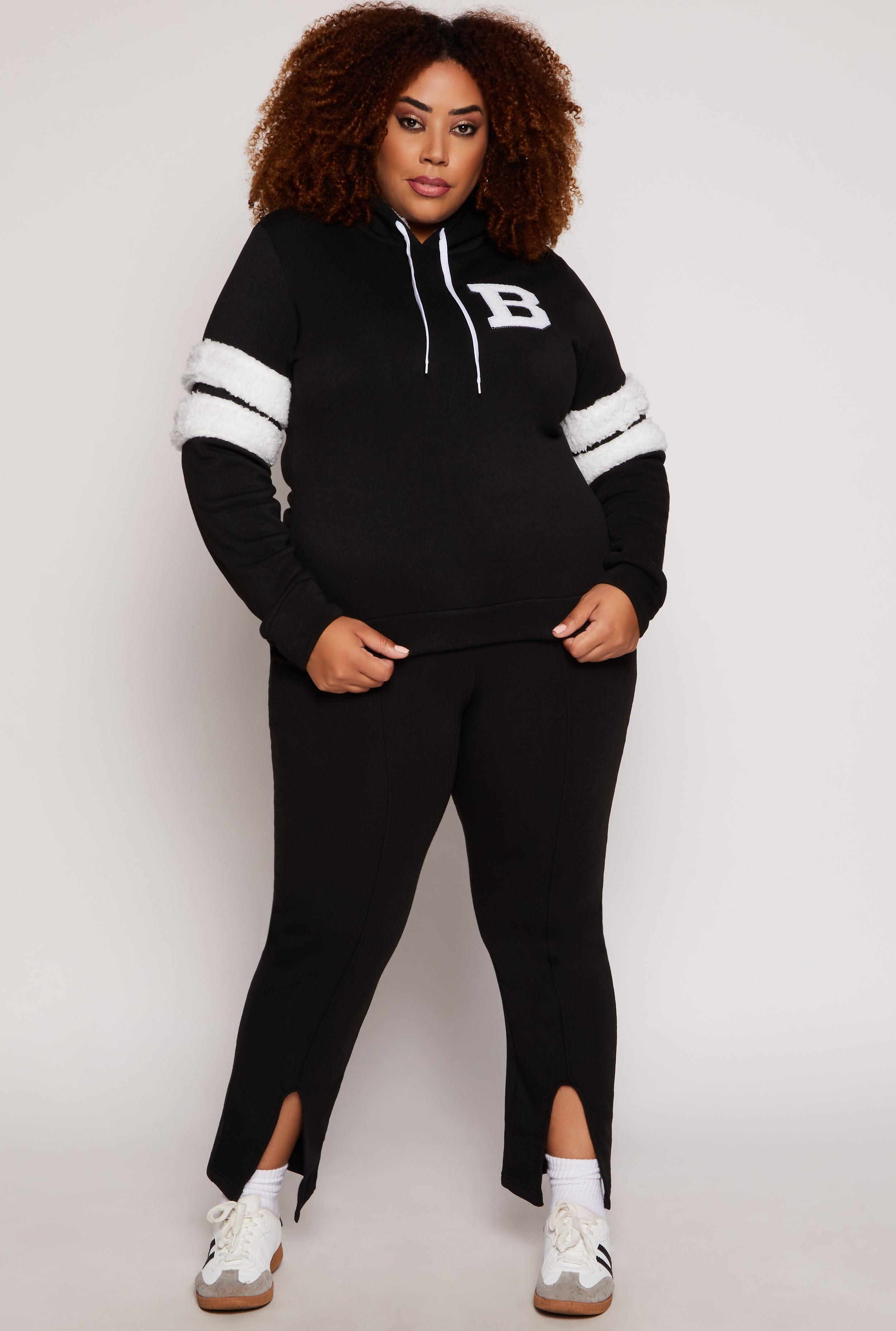 Womens Plus Size Pintuck Slit Hem Sweatpants Product Image