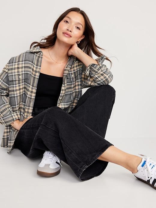 Loose Flannel Boyfriend Shirt Product Image