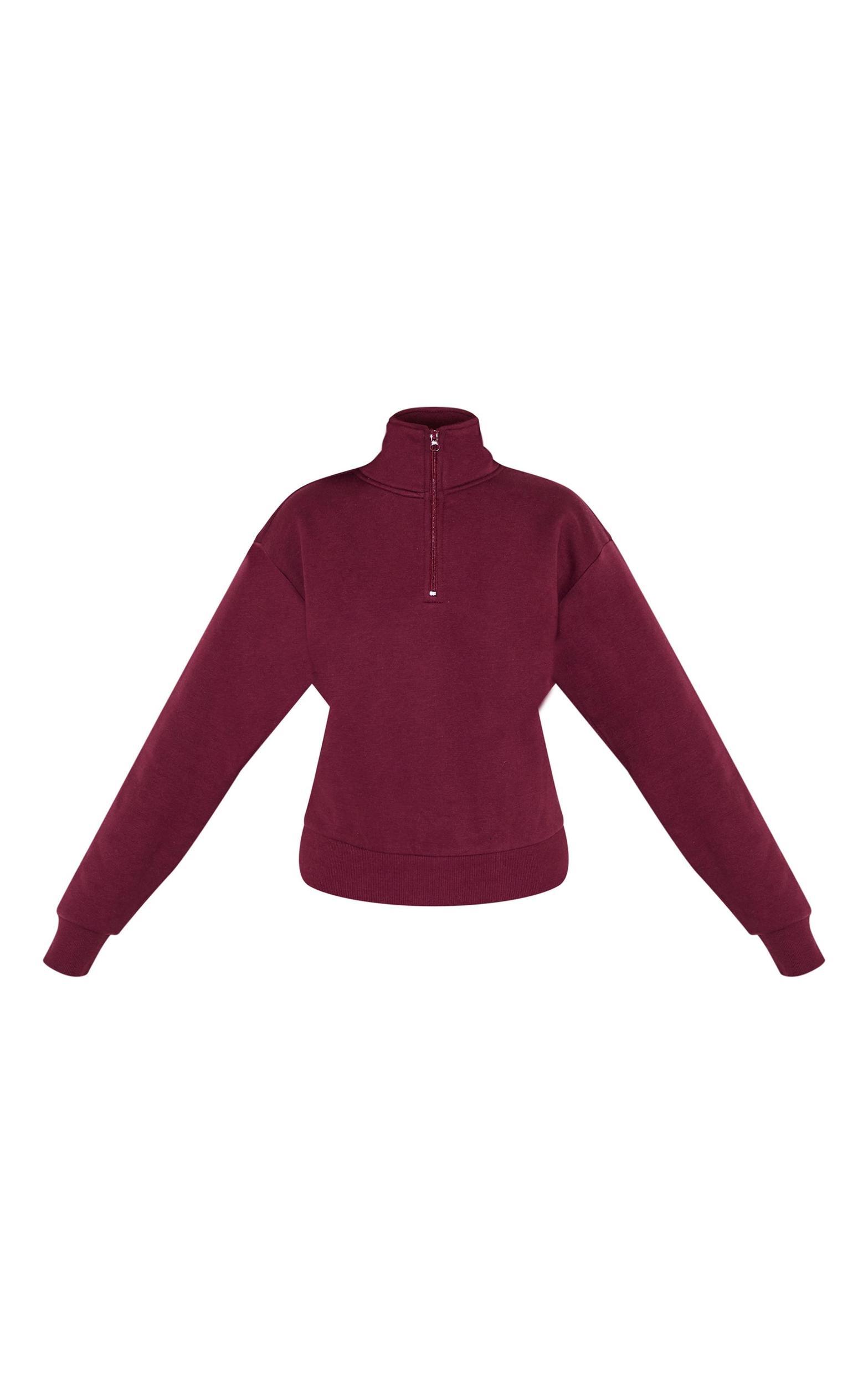 Petite Burgundy Quarter Zip Sweatshirt Product Image