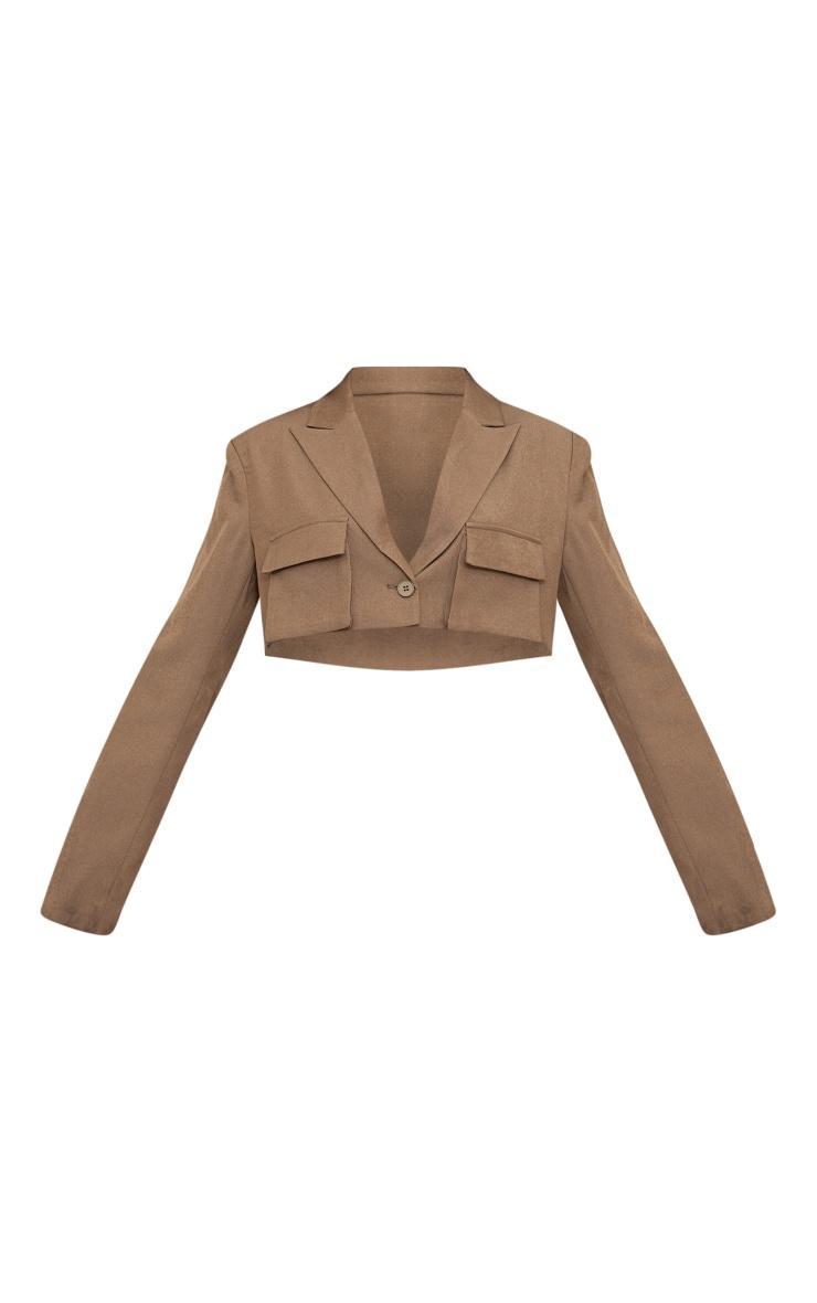 Moss Khaki Pocket Detail Super Cropped Blazer Product Image