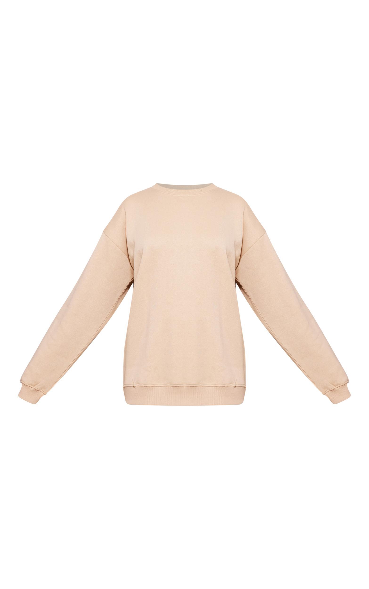 Sand Oversized Plain Fit Sweatshirt Product Image