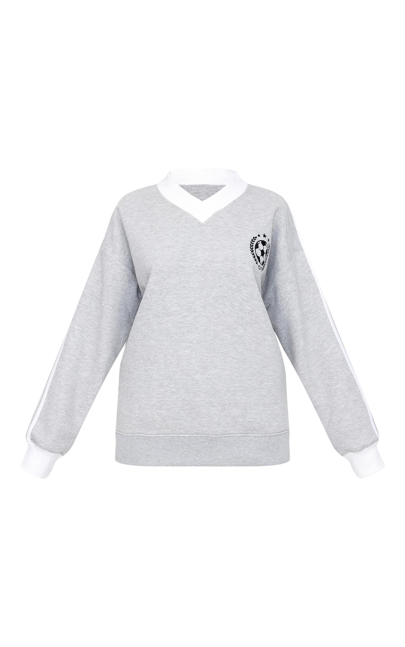 Petite Light Grey Oversized Collared Sweatshirt Product Image